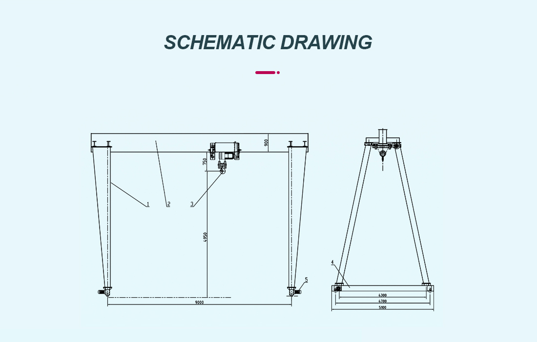 single girder gantry crane schematic drawing