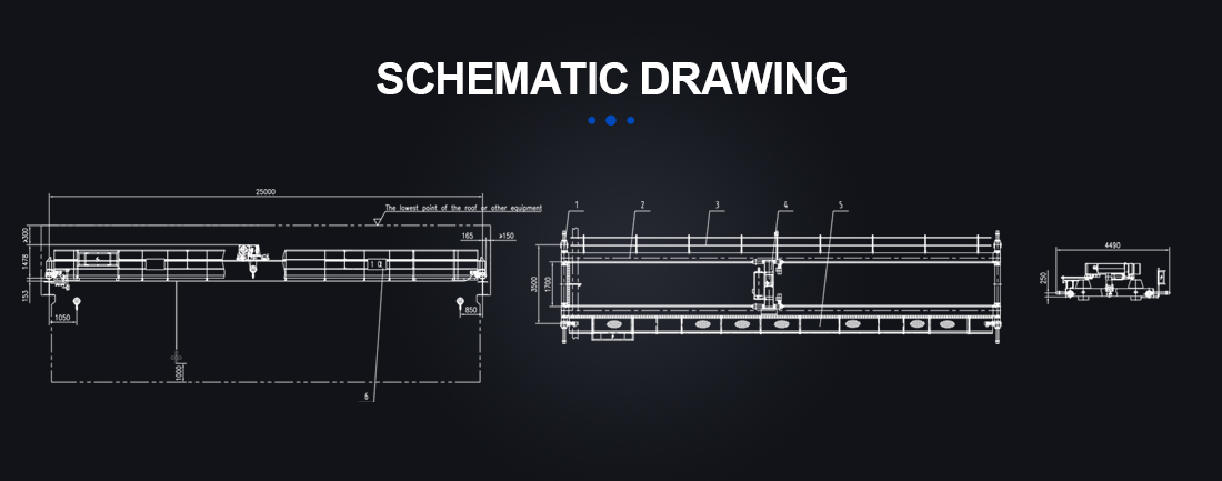 schematic drawing of double girder bridge crane