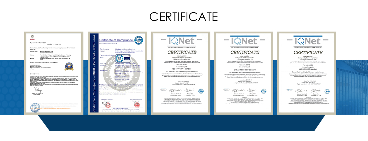 single type winch certificate