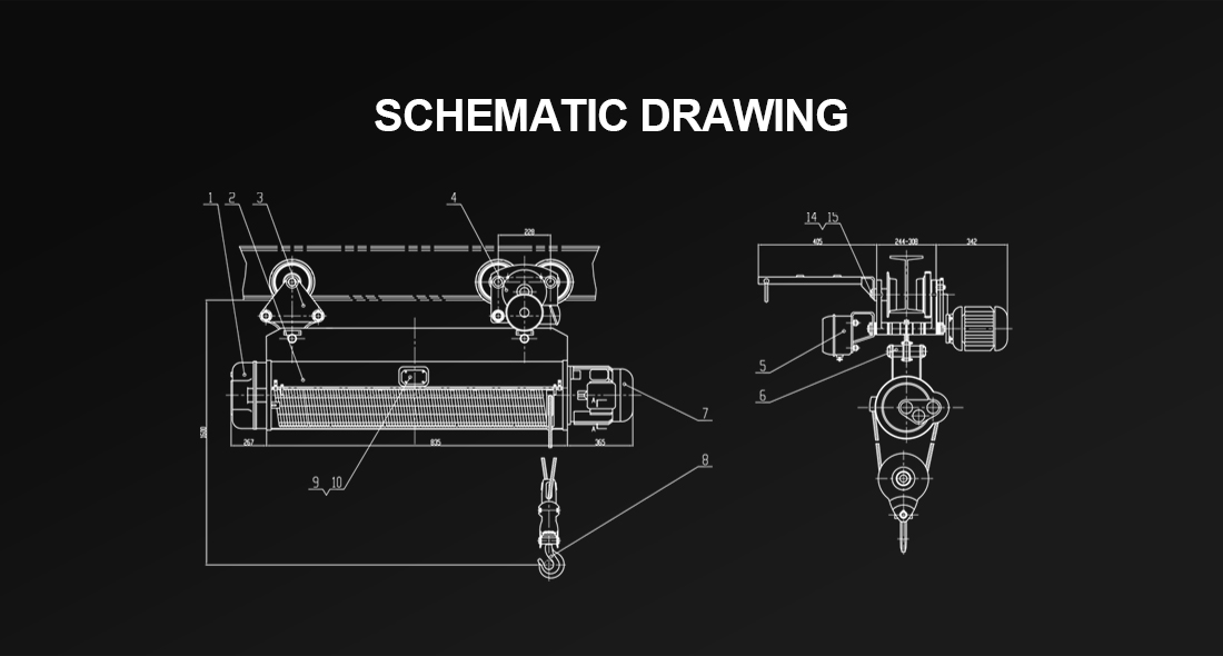 elcetric wire rope hoist schematic drawing